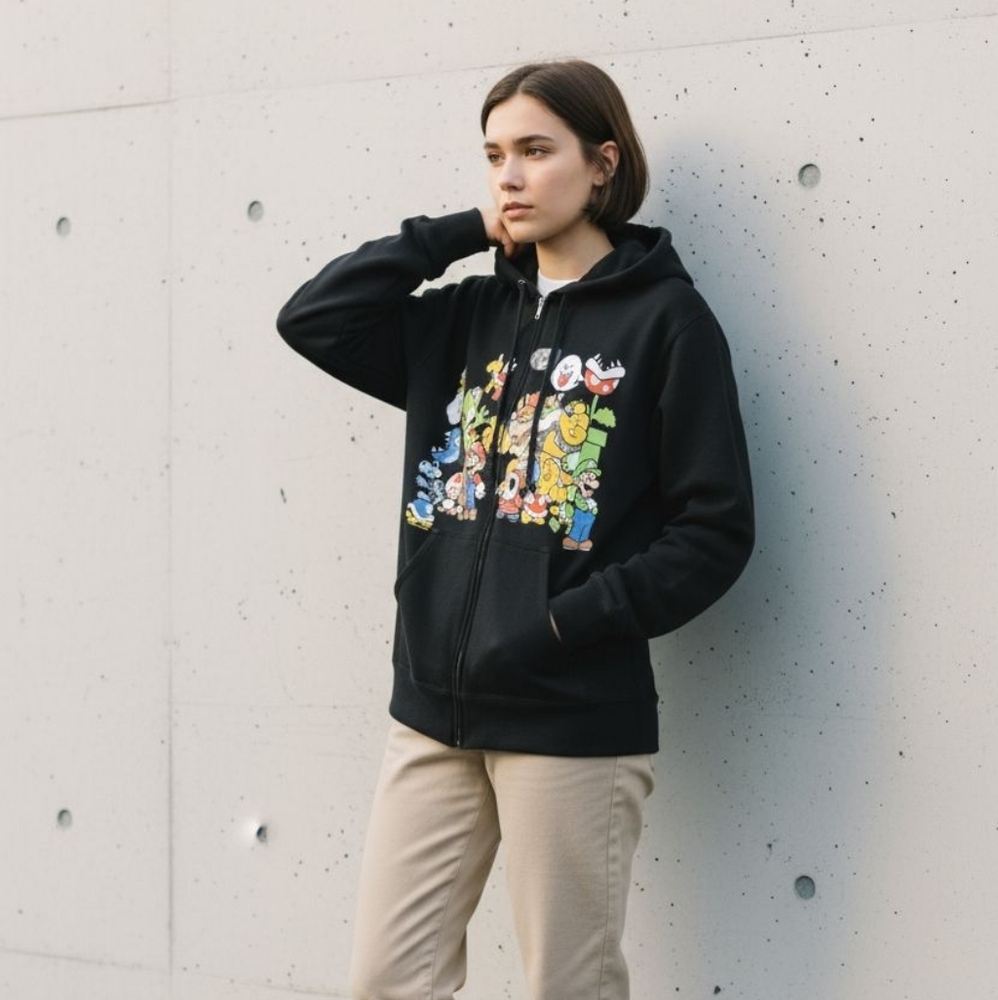 Kids Black Character Hoodie